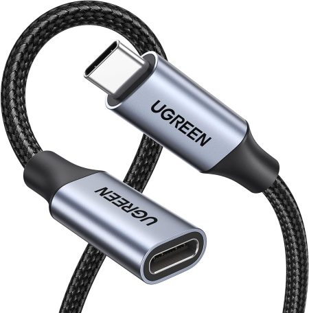 UGREEN 30205 USB-C MALE TO USB-C FEMALE EXTENSION CABLE 1M (BRAIDED GRAY)