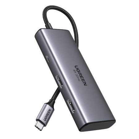 UGREEN 15852 6-IN-1 USB-C TO 2XHDMI, 2XUSB-A, 1XUSB-C, PD ADAPTER 8K@30HZ