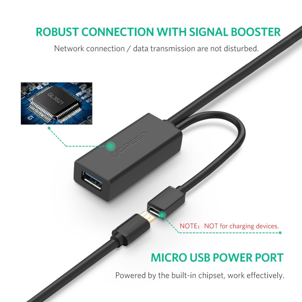 3 - One Chip Computers REEN 20827 USB 3.0 Active Extension Cable 10M - High Speed