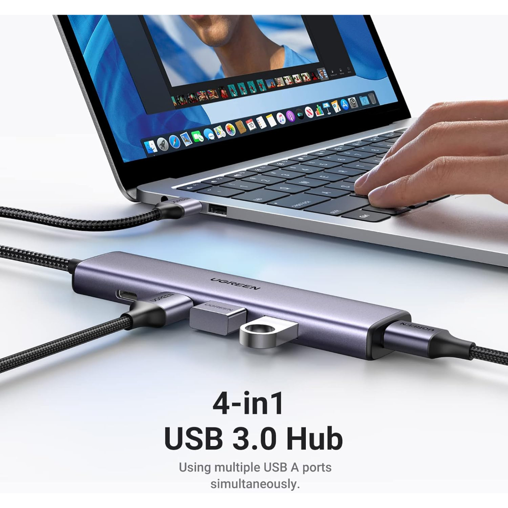 UGREEN-20805-USB-30-Hub-4-Ports-Aluminum-Ultra-Slim-Adapter-02 - One Chip Computers