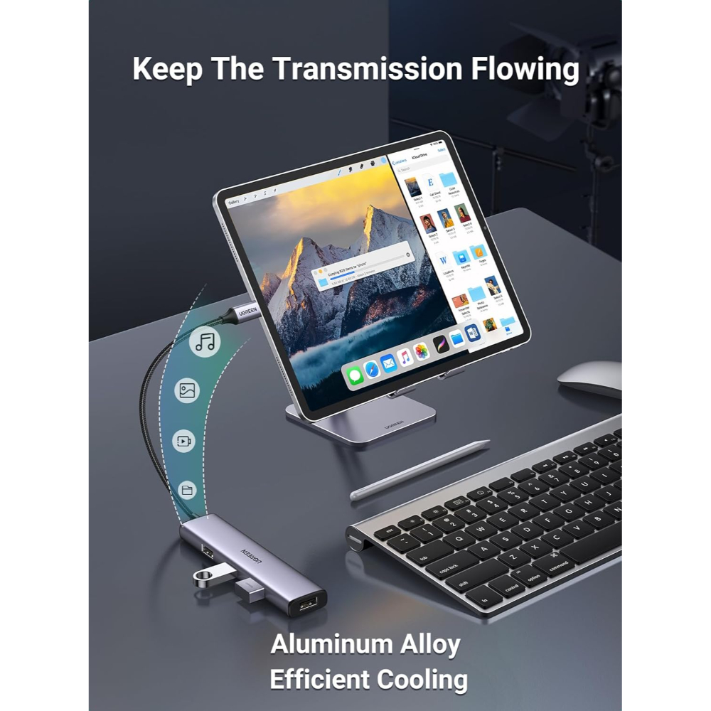 UGREEN-20841-Aluminum-4-in-1-USB-C-to-USB-30-Hub-03 - One Chip Computers