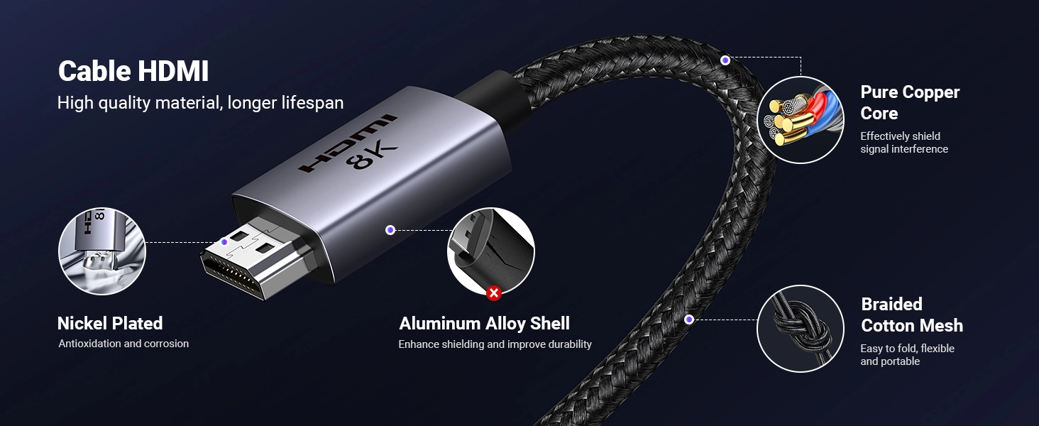 UGREEN 25914 HDMI to HDMI 8K Braided Cable 10M Black