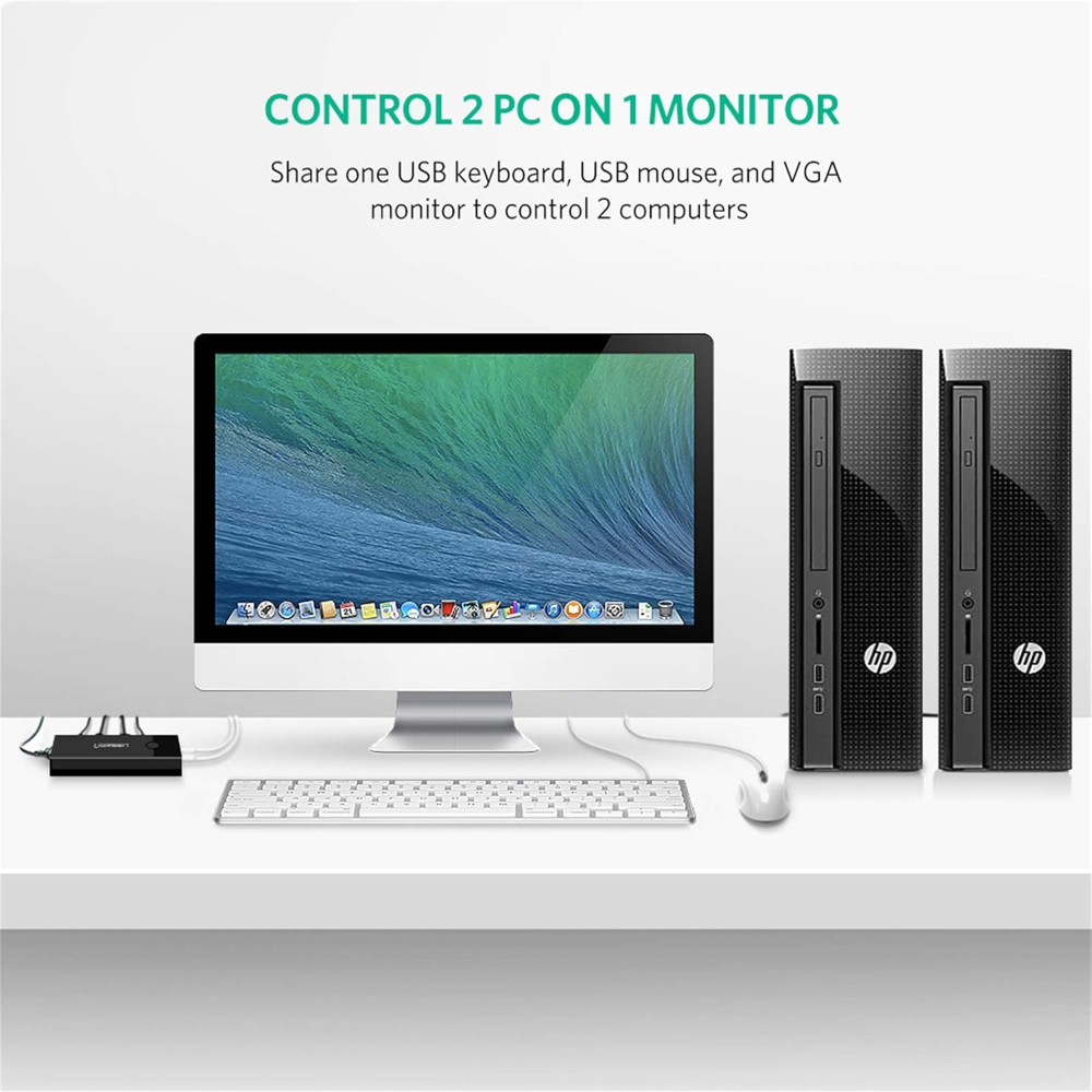 UGREEN-30357-USB-KVM-Switch-Box-2-Port-VGA-Video-Sharing-Adapter-02 - One Chip Computers