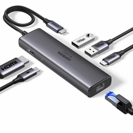 UGREEN 45000 6-IN-1 USB-C TO 2XUSB-A, 1XHDMI, 1XRJ45, 1XUSB-C, PD100W ADAPTER