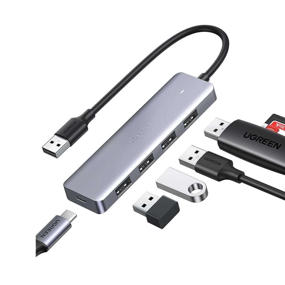 UGREEN-50985-Ultra-Slim-4-Port-USB-30-Hub-with-5Gbps-Data-Transfer - One Chip Computers