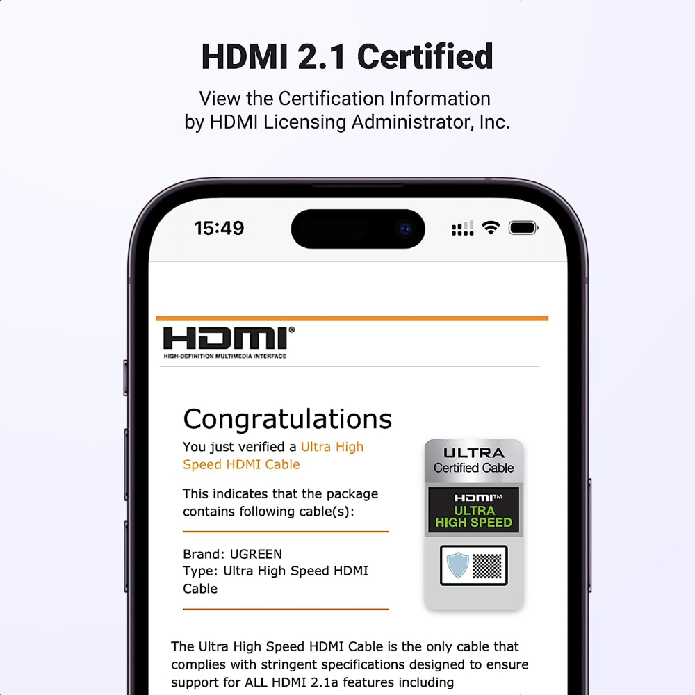 UGREEN-70320-8K-HDMI-21-Braided-Cable-15-Meter-Gray-HDMI-Certified2 - One Chip Computers
