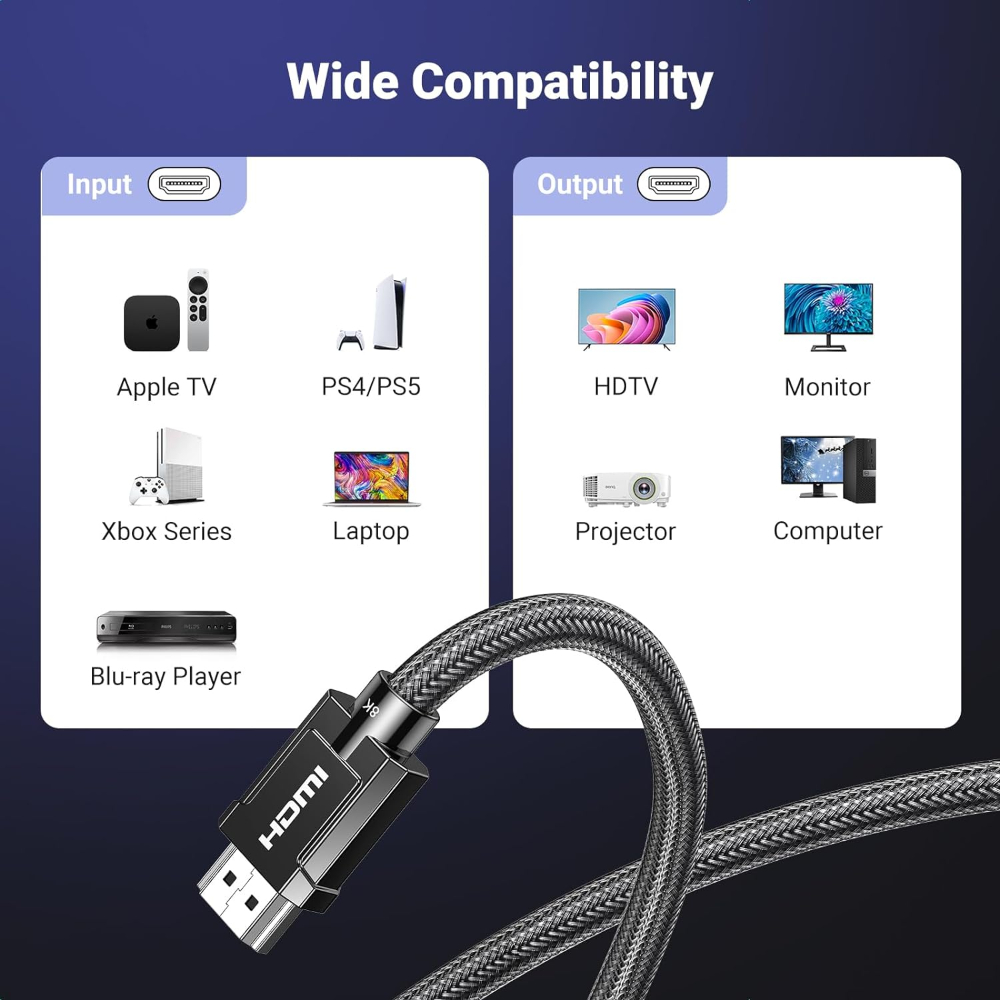 UGREEN-70320-8K-HDMI-21-Braided-Cable-15-Meter-Gray-HDMI-Certified8 - One Chip Computers