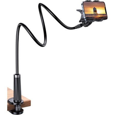 UGREEN 80906 GOOSENECK PHONE HOLDER FOR DESK & BED 360° ROTATION BLACK