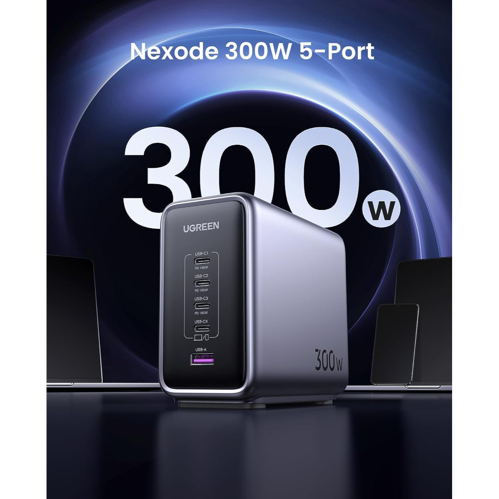 Ugreen-90872-Nexode-300W-USB-C-GaN-Charger-5-Ports-Desktop-Charger22 - One Chip Computers