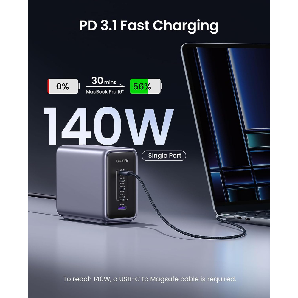 Ugreen-90872-Nexode-300W-USB-C-GaN-Charger-5-Ports-Desktop-Charger33 - One Chip Computers