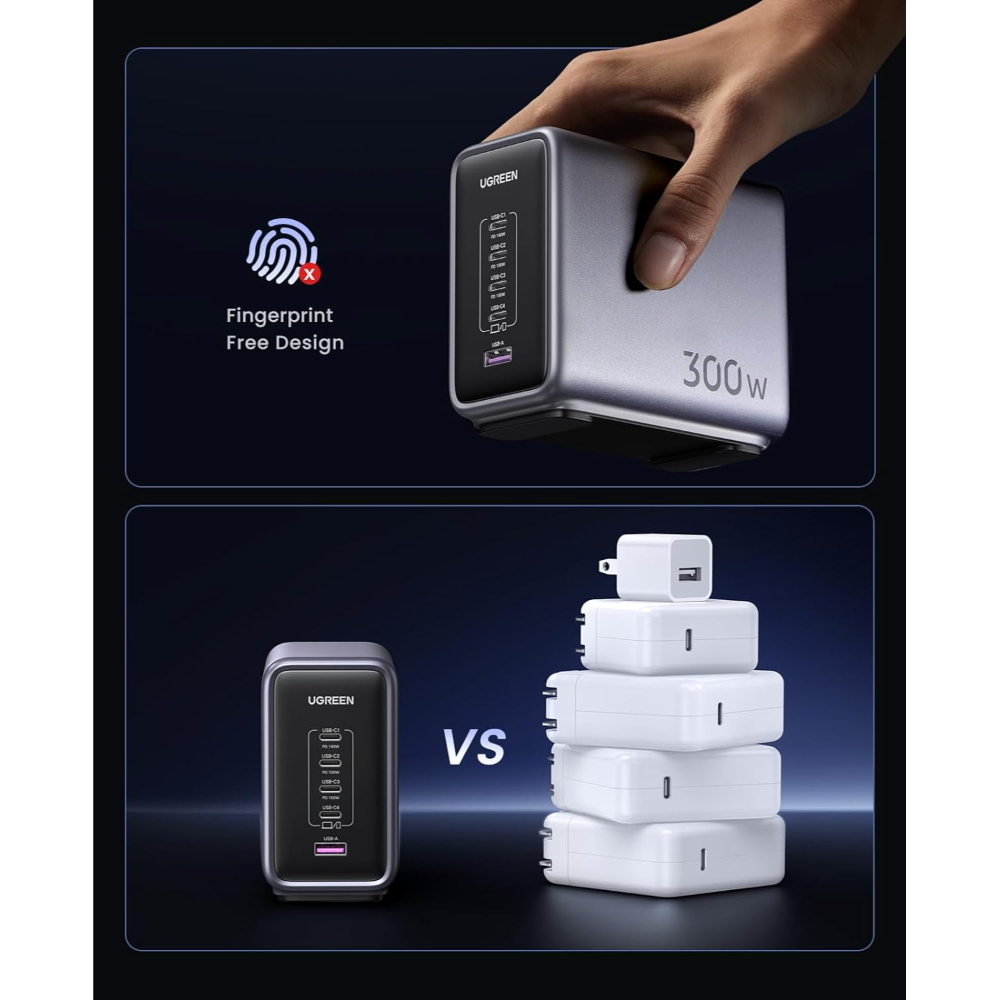 Ugreen-90872-Nexode-300W-USB-C-GaN-Charger-5-Ports-Desktop-Charger99 - One Chip Computers