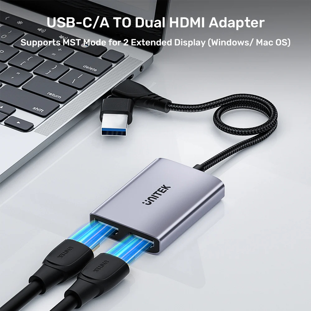 UNITEK-2-in-2-USB-C-and-USB-A-to-Dual-HDMI-Adapter-03 - One Chip Computers