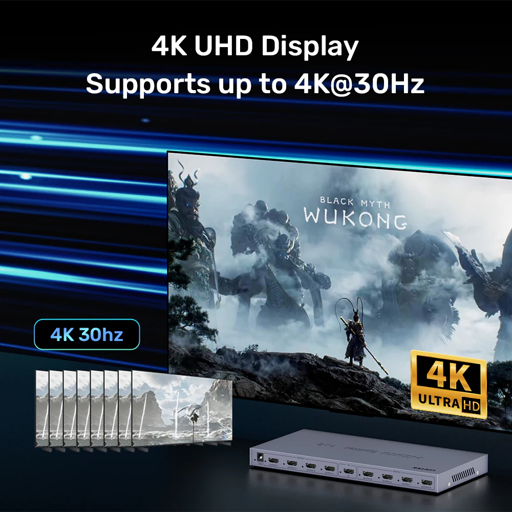 UNITEK-4K-HDMI-Splitter-1-in-8-Out-4K30Hz-Compatible-HDMI-14-03 - One Chip Computers