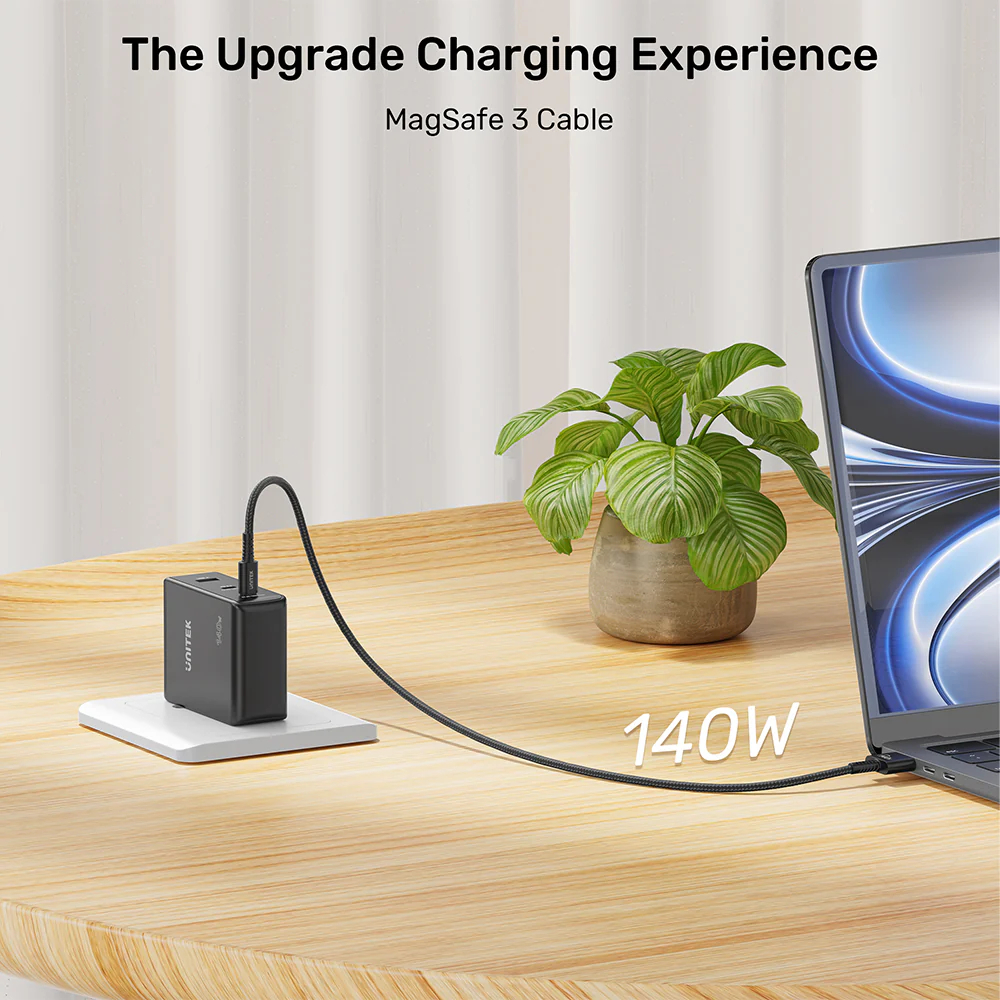 UNITEK-C14121BK-2M-USB-C-to-Magnetic-3-Charging-Cable-2-Meter-140W-04 - One Chip Computers