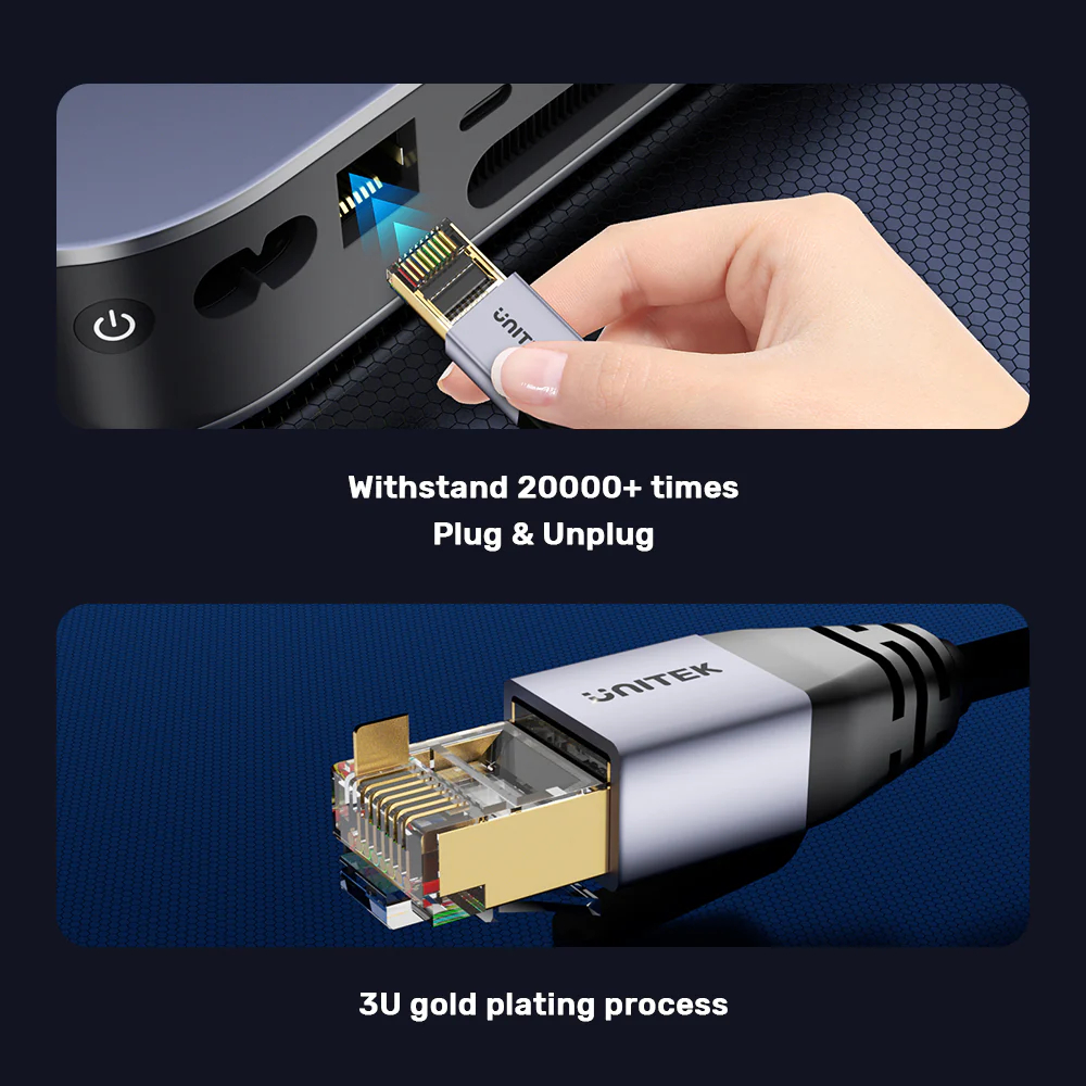 UNITEK-C18149AGY03-Cat-8-Ethernet-Cable-40Gbps-2000MHz-05 - One Chip Computers