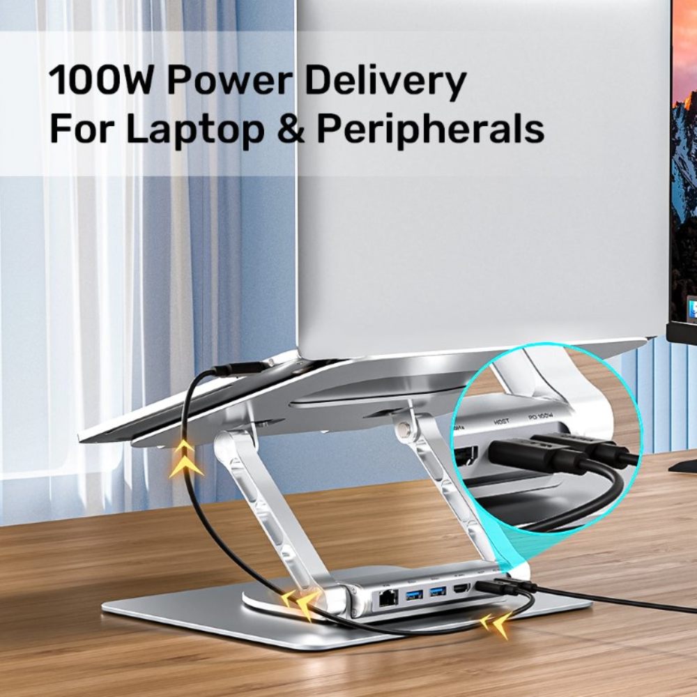 UNITEK-D1109B01-Laptop-Stand-with-Detachable-USB-C-Hub-07 - One Chip Computers