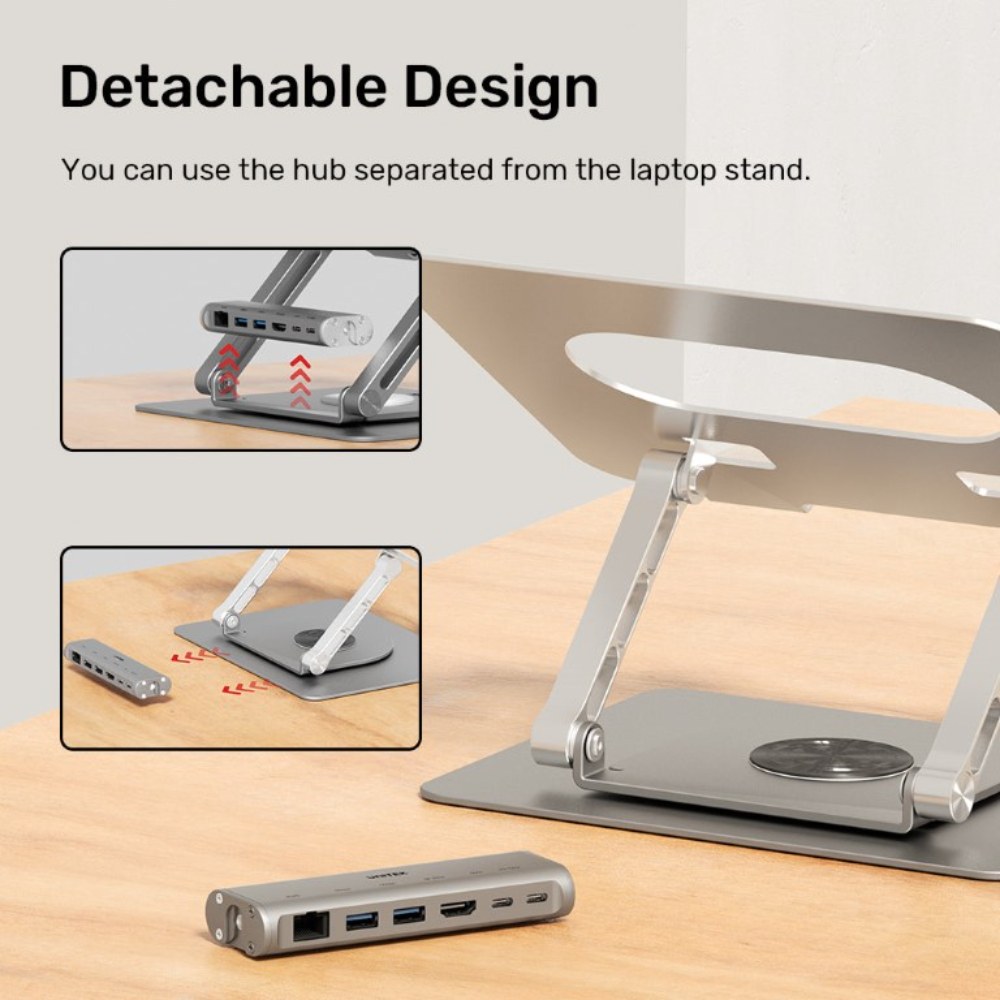 UNITEK-D1109B01-Laptop-Stand-with-Detachable-USB-C-Hub-09 - One Chip Computers