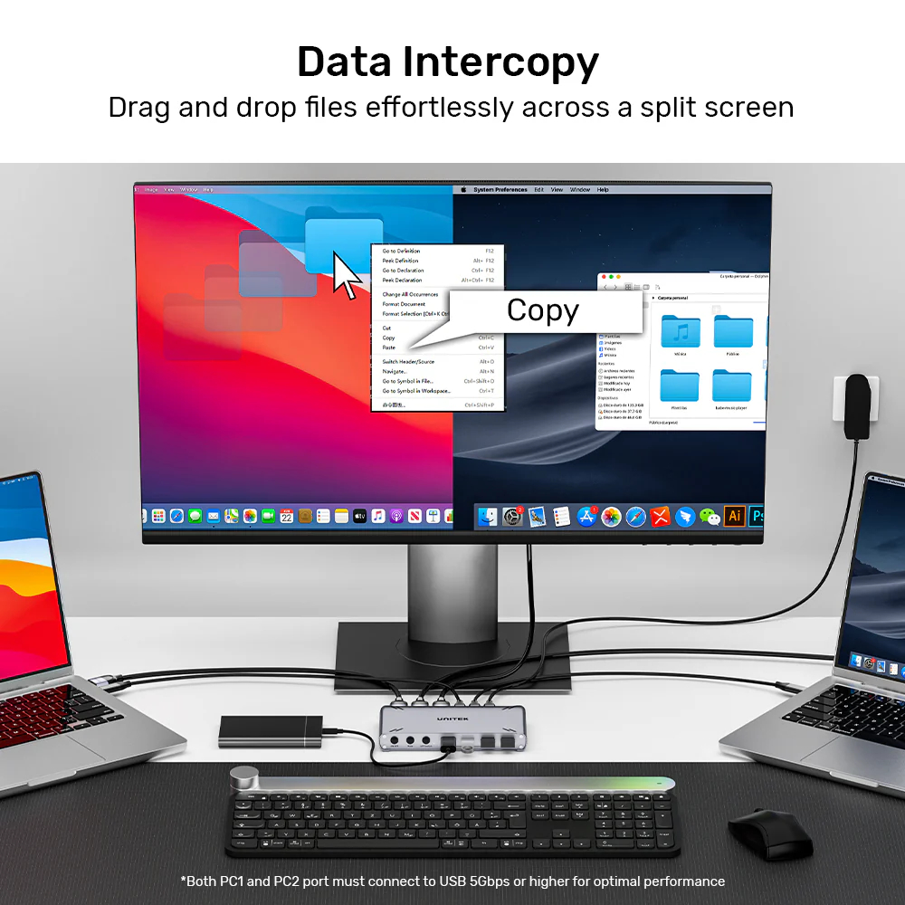 UNITEK-D1118AGY01-EU-USB-C-10Gbps-HDMI-KVM-Switch-04 - One Chip Computers