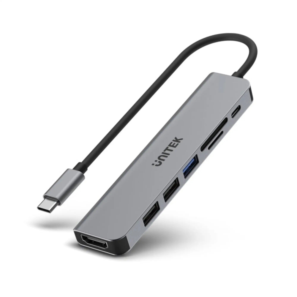 UNITEK-H1118A-uHUB-S7-7-in-1-USB-C-Hub - One Chip Computers Unitek H1118A 7-in-1 USB-C Hub with 4K HDMI and PD 100W