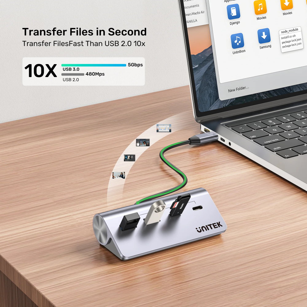 UNITEK-H1337AGY01-uHUB-Q4-4-in-1-USB-C-Hub-03 - One Chip Computers