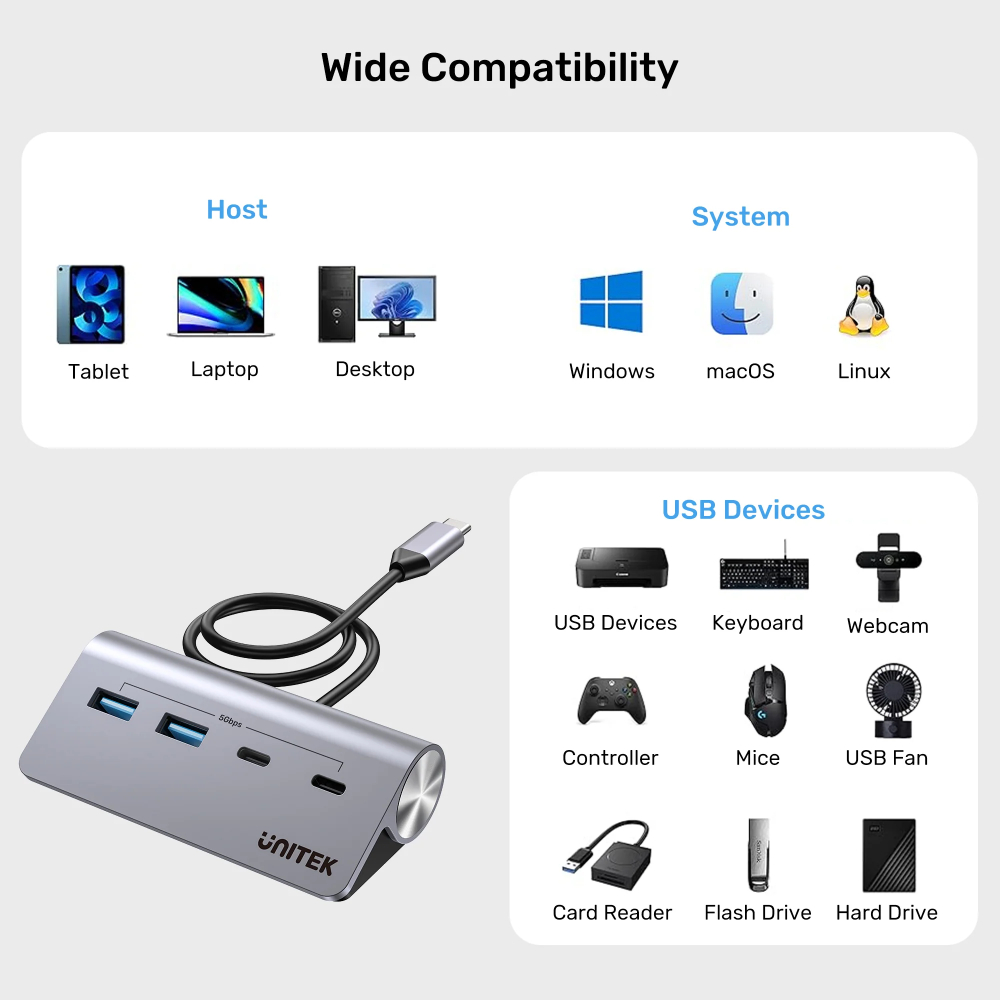 UNITEK-H1337AGY01-uHUB-Q4-4-in-1-USB-C-Hub-08 - One Chip Computers
