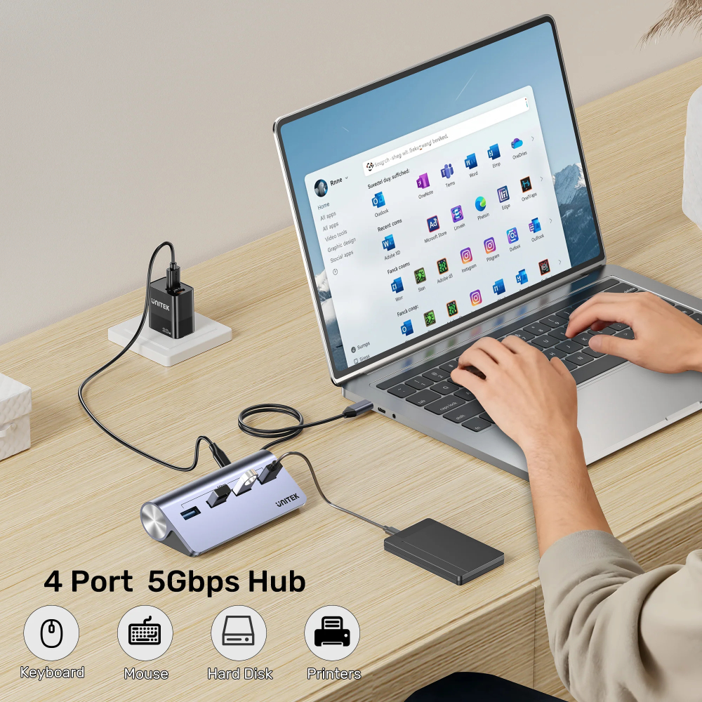 UNITEK-H1337BGY01-uHUB-Q4-4-in-1-USB-C-Hub-04 - One Chip Computers