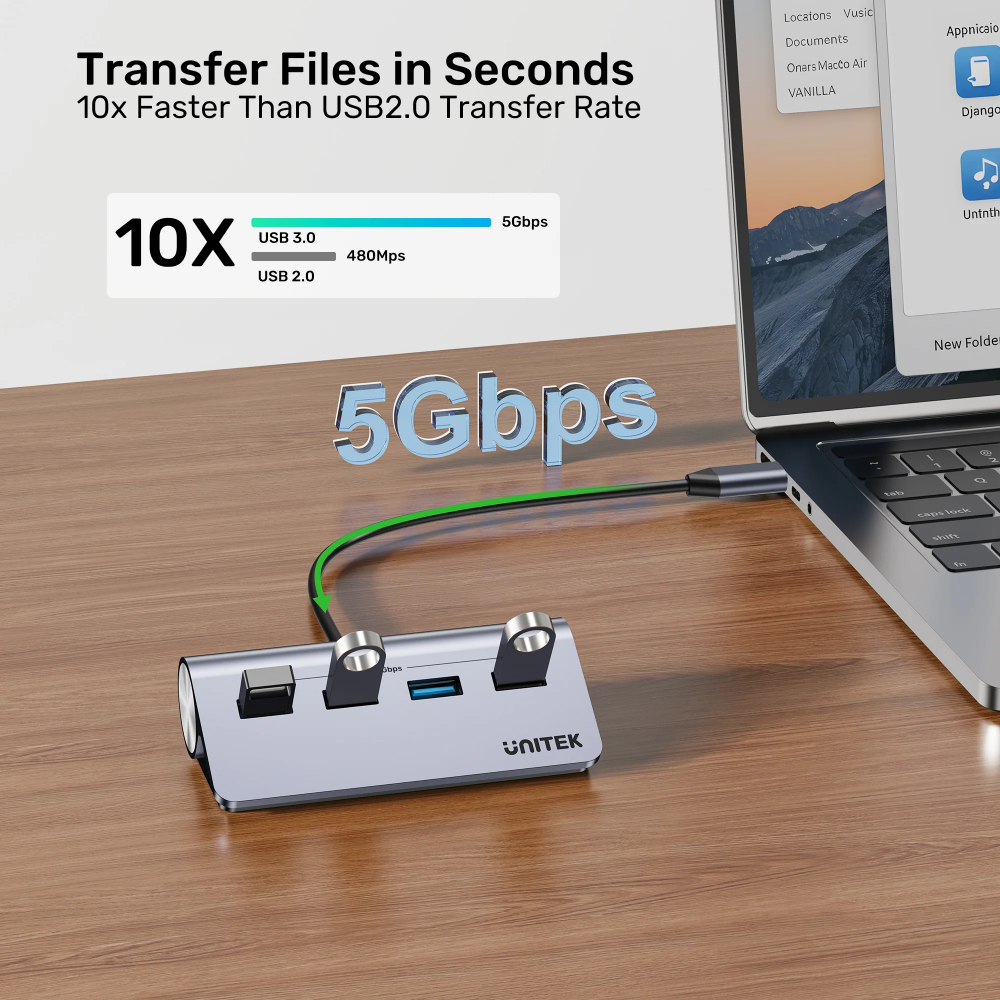 UNITEK-H1337BGY01-uHUB-Q4-4-in-1-USB-C-Hub-05 - One Chip Computers