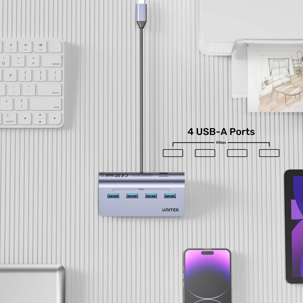 UNITEK-H1337BGY01-uHUB-Q4-4-in-1-USB-C-Hub-06 - One Chip Computers