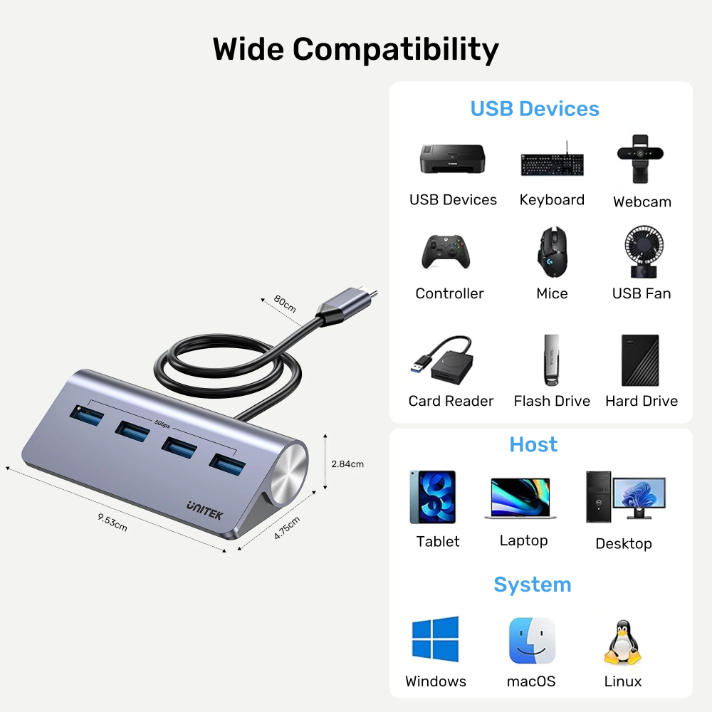 UNITEK-H1337BGY01-uHUB-Q4-4-in-1-USB-C-Hub-11 - One Chip Computers