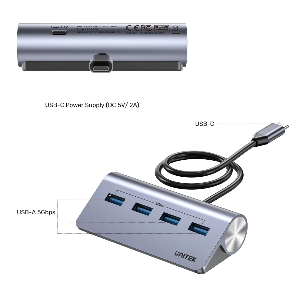 UNITEK-H1337BGY01-uHUB-Q4-4-in-1-USB-C-Hub-12 - One Chip Computers