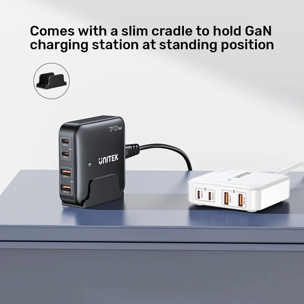UNITEK-P1228ABK01-EU-70W-Desktop-GaN-Charging-Station-06 - One Chip Computers