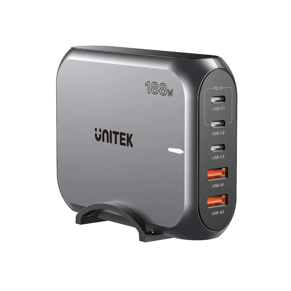 UNITEK-P1234AGY01-EU-188W-PD31-Desktop-GaN-Charging-Station - One Chip Computers