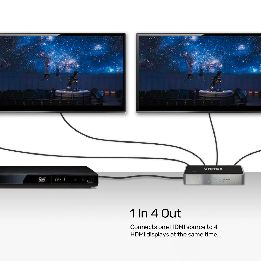 UNITEK-V1109A-4K-HDMI-Splitter-1-in-4-Out-4K30Hz-04 - One Chip Computers