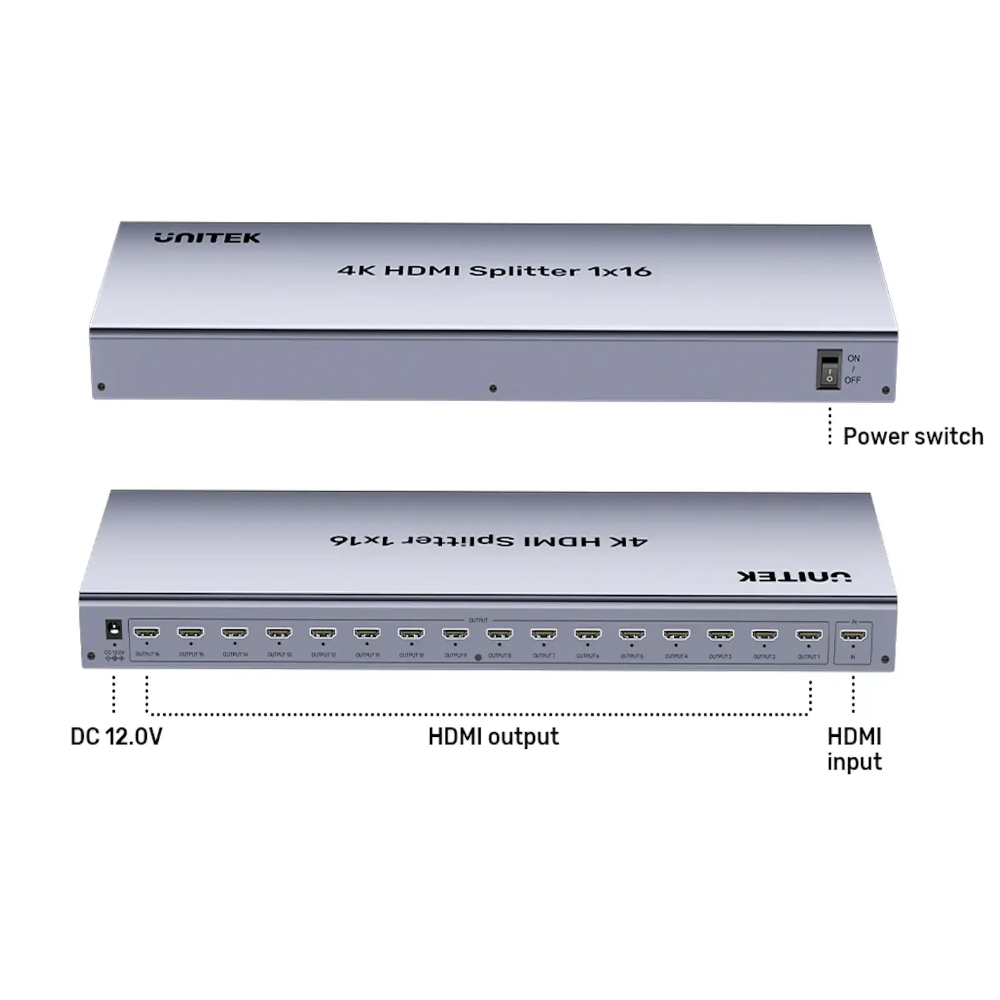 UNITEK-V1137AGY01-EU-HDMI-Splitter-1-in-16-Out-4K30Hz - One Chip Computers