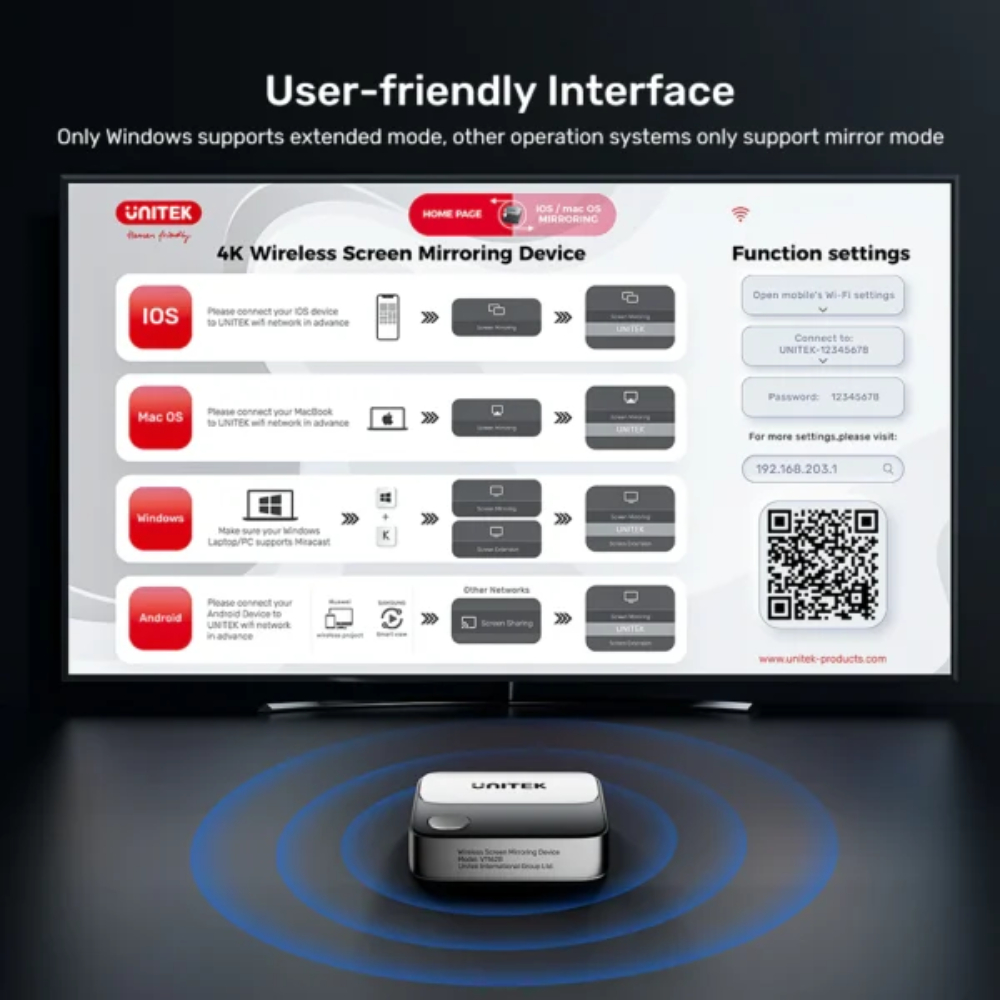UNITEK-V1162B01-Wireless-Screen-Mirroring-Device-4K60Hz-Ultra-HD-05-600x600 - One Chip Computers