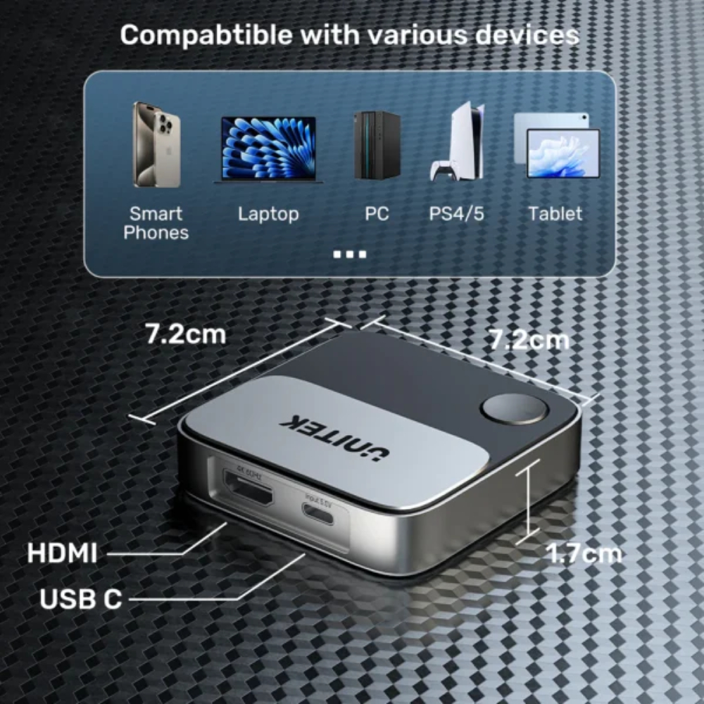 UNITEK-V1162B01-Wireless-Screen-Mirroring-Device-4K60Hz-Ultra-HD-07-600x600 - One Chip Computers