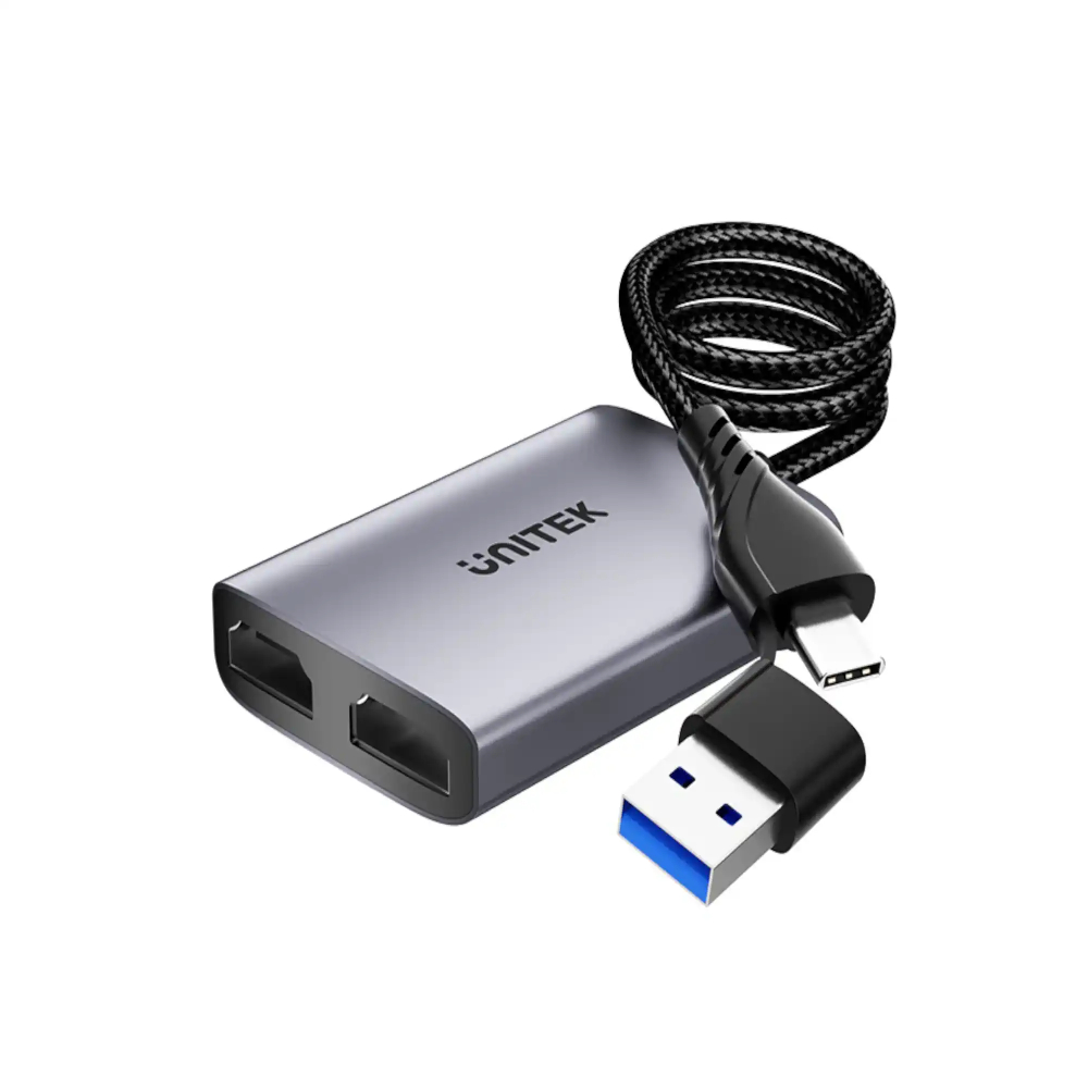 UNITEK-V1427A01-2-in-2-USB-C-and-USB-A-to-Dual-HDMI-Adapter - One Chip Computers