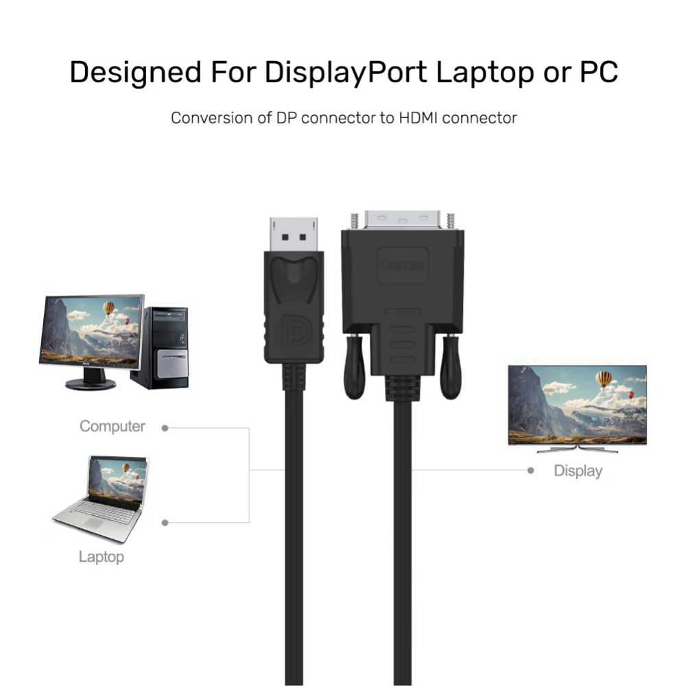UNITEK-Y-5118BA-DisplayPort-to-DVI-D-Cable-18-Meter-06 - One Chip Computers