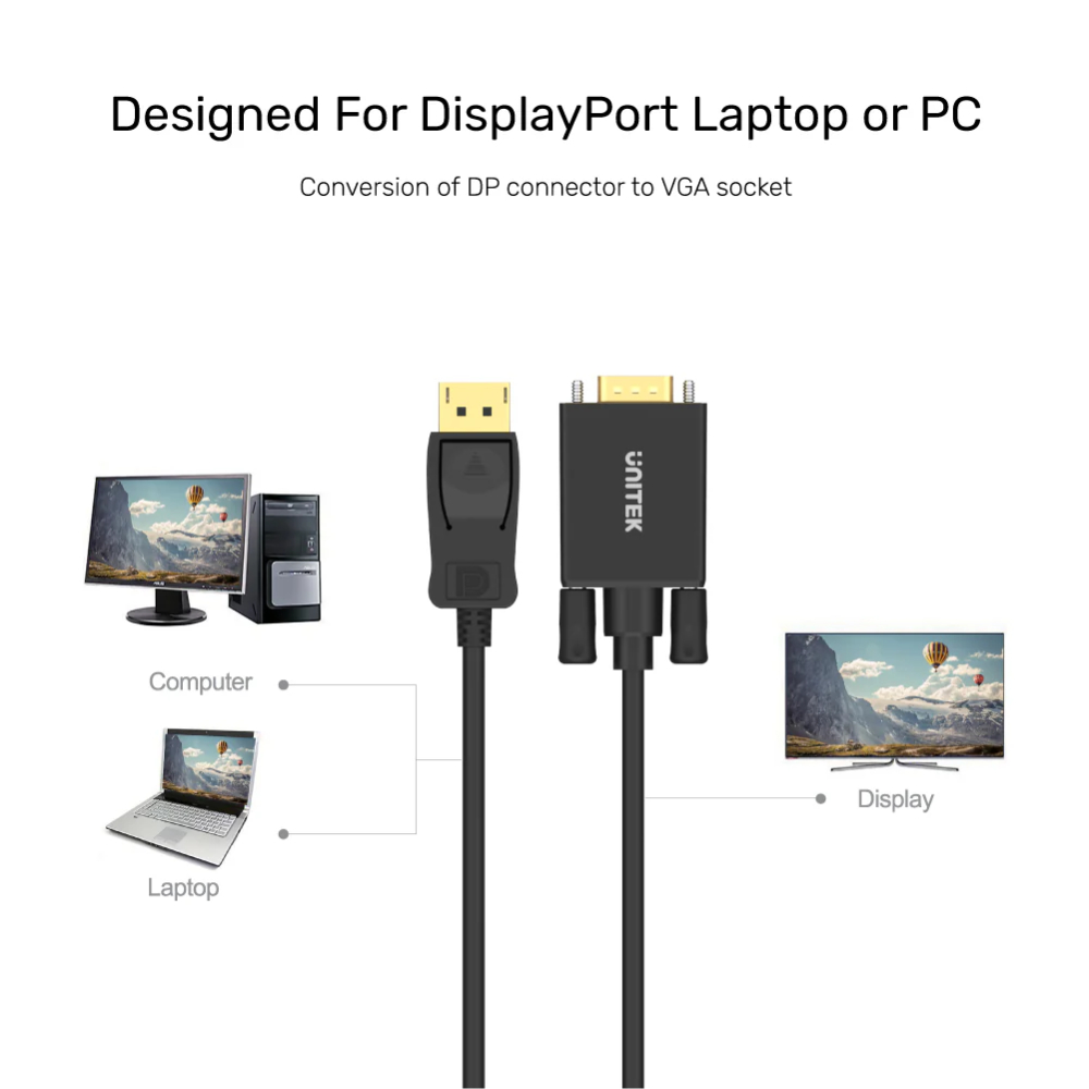 UNITEK-Y-5118F-DisplayPort-to-VGA-Cable-02 - One Chip Computers