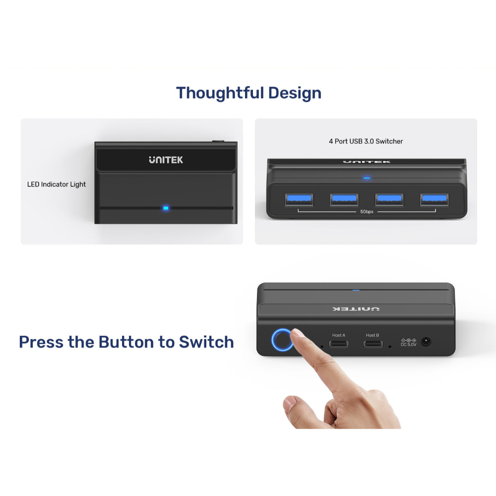 UNITEK_H1310A_USB_30_Switch_Selector_2_Computers_Share_4_USB_30_Ports_KVM_Switcher_lifestyle_v1 - One Chip Computers