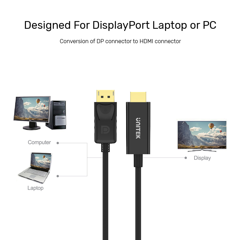 UNITEK_Y-5118CA_DisplayPort_to_HDMI_1080P_Full_HD_Cable_lifestyle_4_d1c718c4-6db6-422e-a80c-3c338562b828 - One Chip Computers