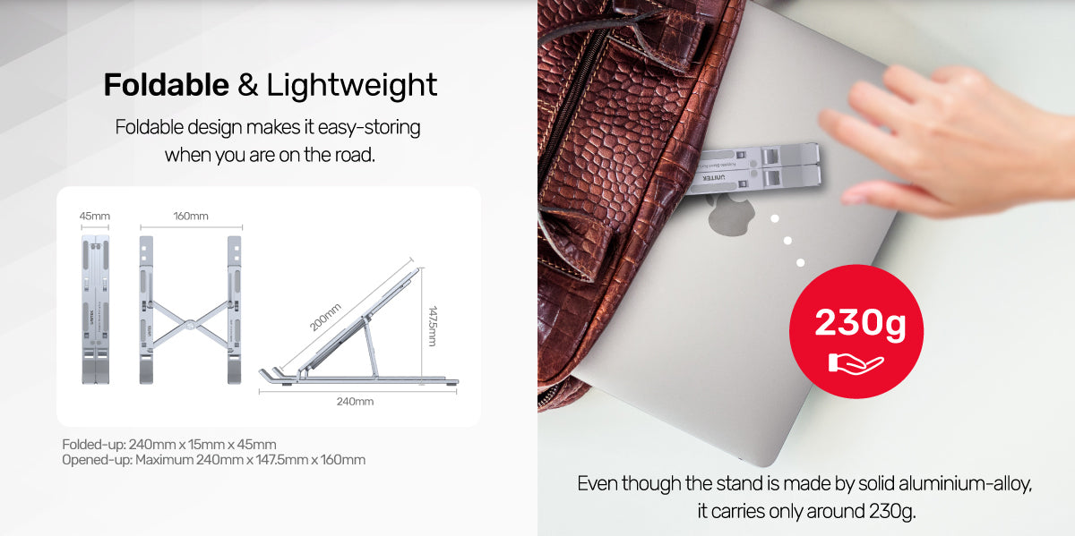 Unitek OT155SL Foldable Laptop Stand Aluminium
