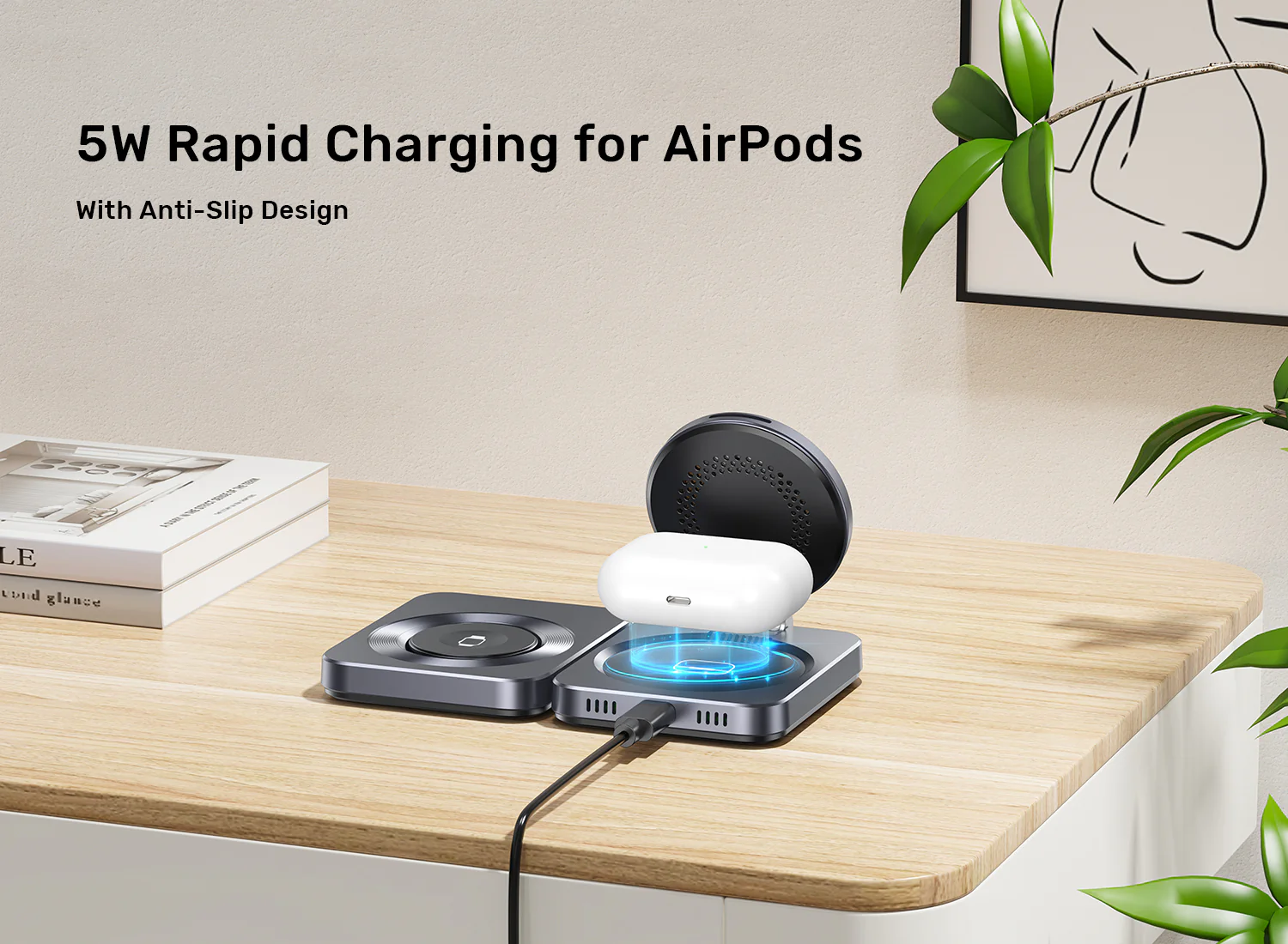 Unitek P1300AGY01 15W Qi2 Foldable 3-in-1 Charging Station