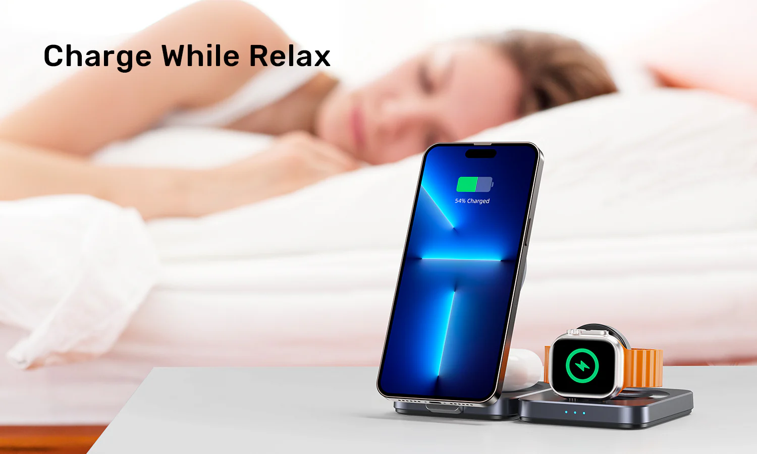 Unitek P1300AGY01 15W Qi2 Foldable 3-in-1 Charging Station