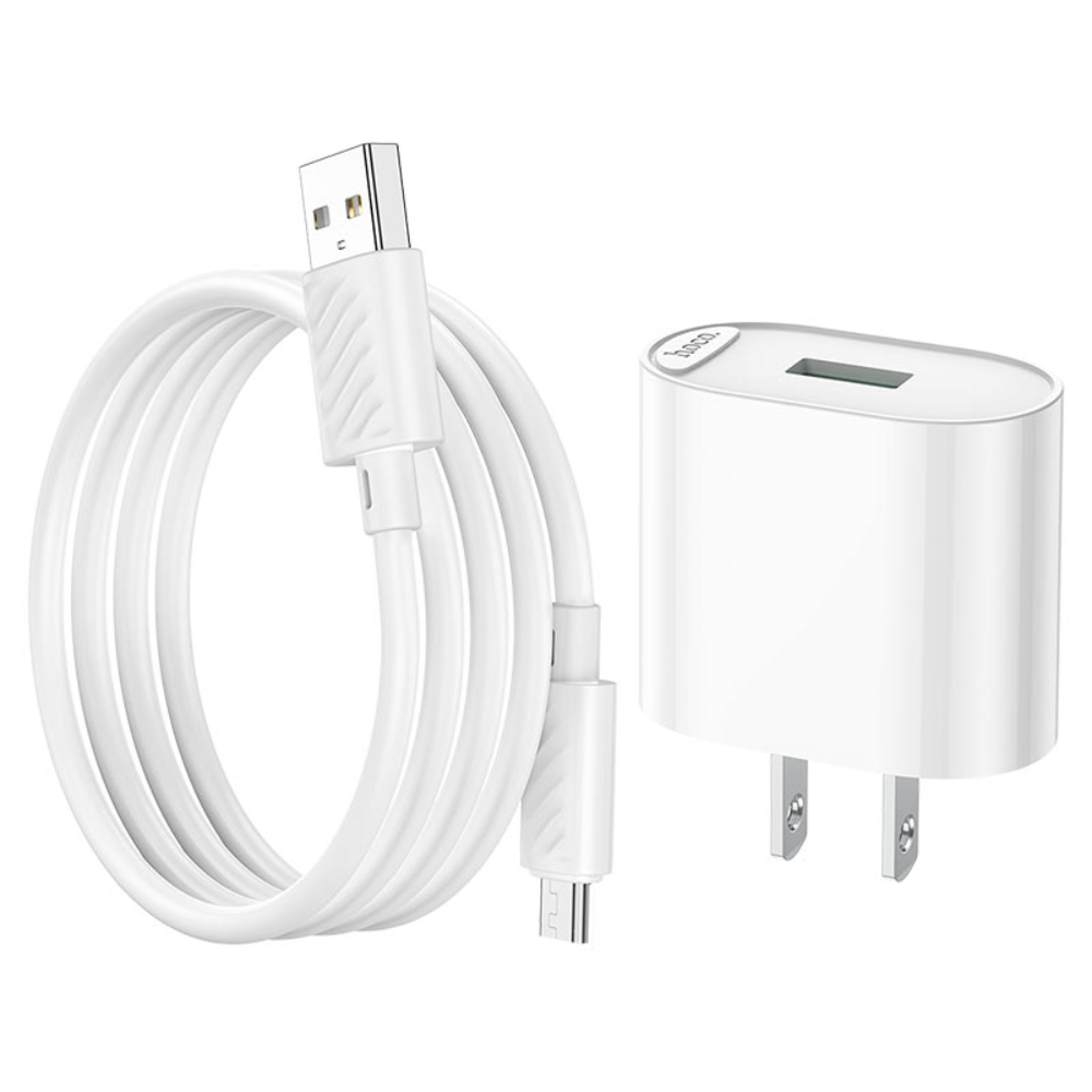 hoco-c109-fighter-single-port-qc3-wall-charger-us-set-usb-musb-wire - One Chip Computers