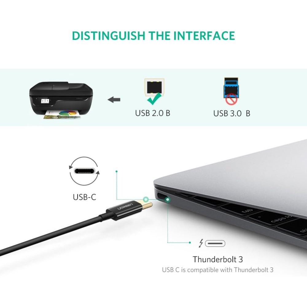 UGREEN-50446-USB-C-to-USB-B-Printer-Cable-2-Meter-04 - One Chip Computers