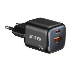 UNITEK P1128ABK01-EU ZENO 20W DUAL-PORT GAN WALL PD FAST CHARGER BLACK