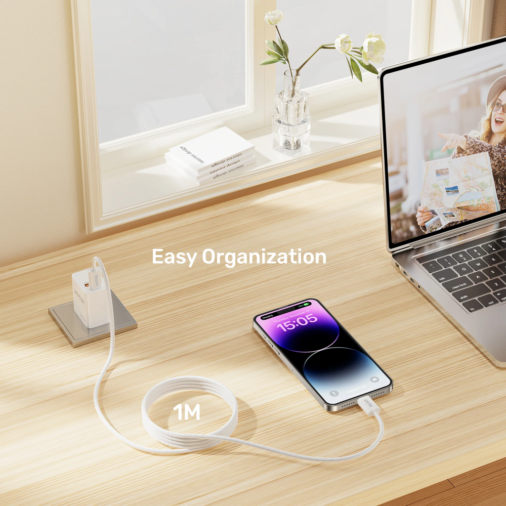 Unitek C14141ACL01-1M Magnetic USB-C M/M Cable 100W 1M Cream Latte - One Chip Computers Unitek C14141ACL01-1M Magnetic USB-C M/M Cable 100W 1M Cream Latte