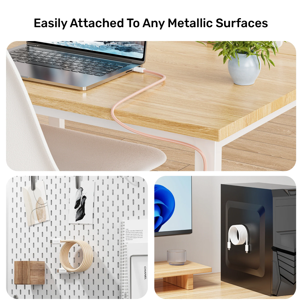 Unitek C14141ACL01-1M Magnetic USB-C M/M Cable 100W 1M Cream Latte - One Chip Computers Unitek C14141ACL01-1M Magnetic USB-C M/M Cable 100W 1M Cream Latte