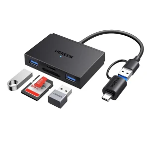 UGREEN 45167 USB C+USB 3.0 SD Card Reader 4-in-1 OTG Adapter for iPhone 15/16, iPad, MacBook, Android